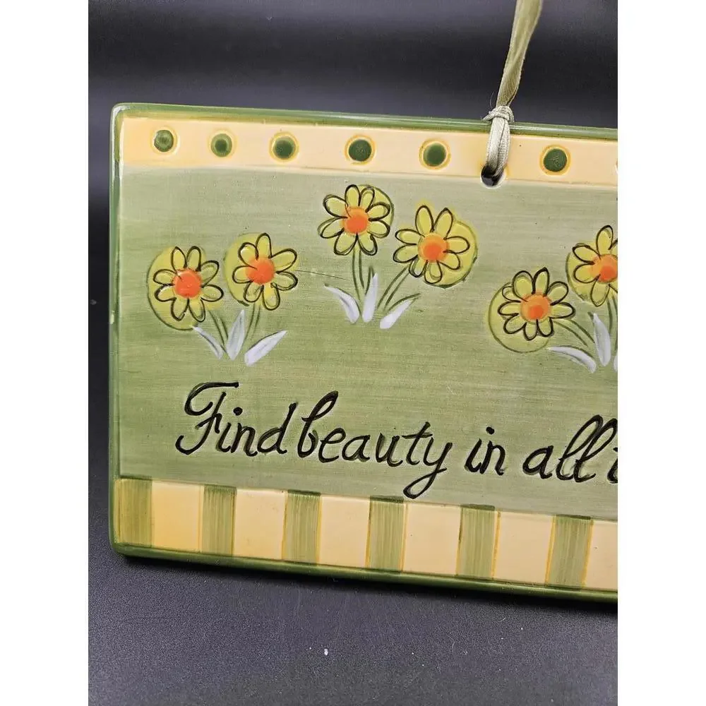 Hand-Painted Ceramic Wall Hanging Find Beauty in All Things